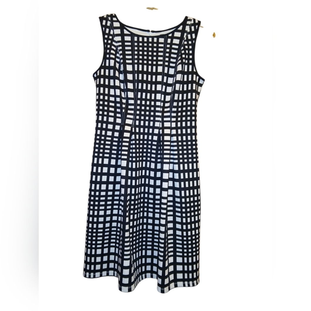 New York Clothing Co Sleeveless Black & White Grid Print Dress Nwot